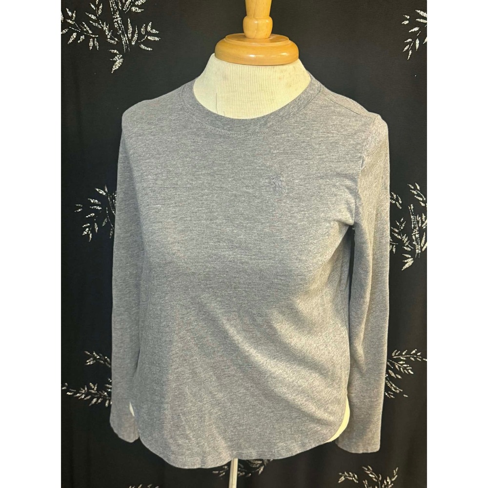 Abercrombie Kids Gray Long Sleeve Crew Neck Moose Logo Graphic Tee‎ Shirt 11/12